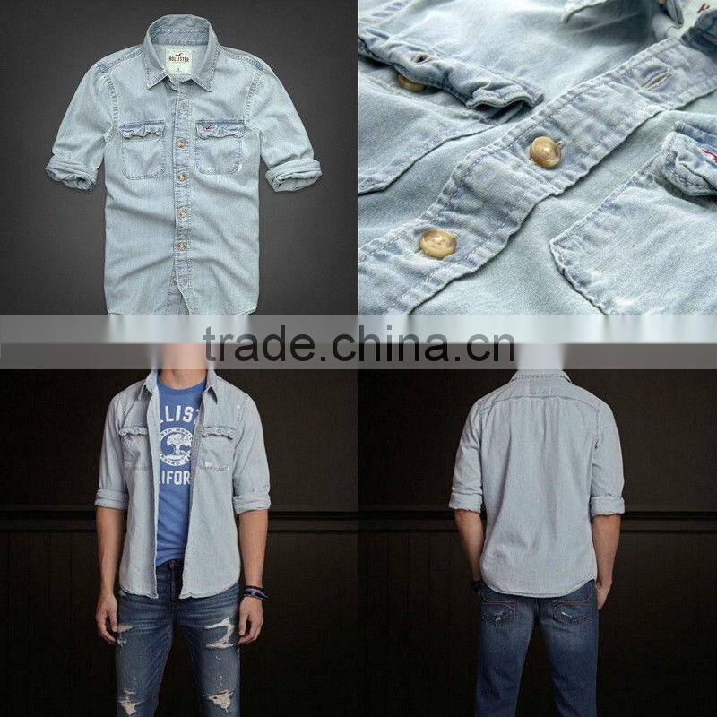 2016 MEN's denim shirt Size S M L XL