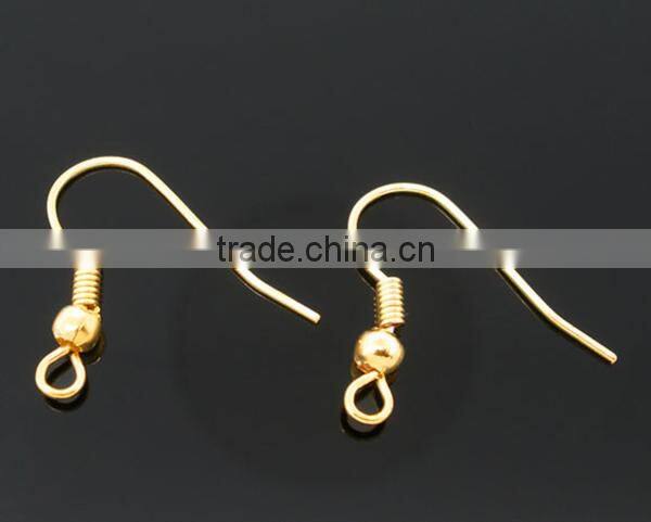 200 Pairs Gold Plated Ear Wire Hooks Earring Findings 18x18mm