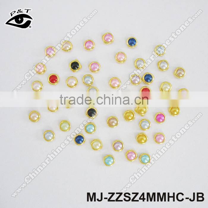 4MM Mix Colors decorative nail art pearl rim beads Flat back Pearl Beads For Nair Art Decoration