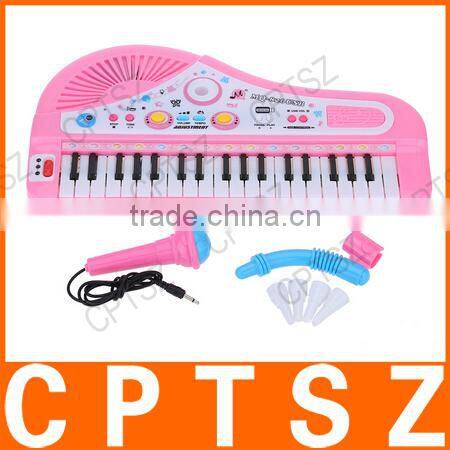 37 Keys Cartoon Mini Electronic Keyboard Music Toy with Microphone and USB Port Educational Electone Gift for Children Kids Babi