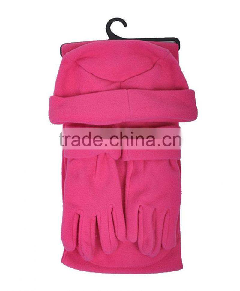 polyester colorful scarf hat & glove set