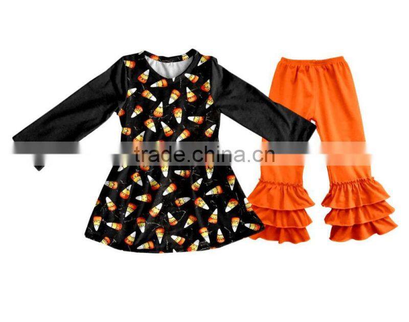 New design kids halloween clothing children boutique set halloween boutique winter outfits