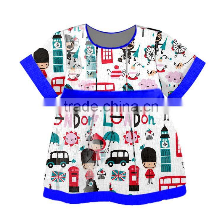 Children's summer printed with beautiful pattern of short sleeves lovely cotton wholesale skirt