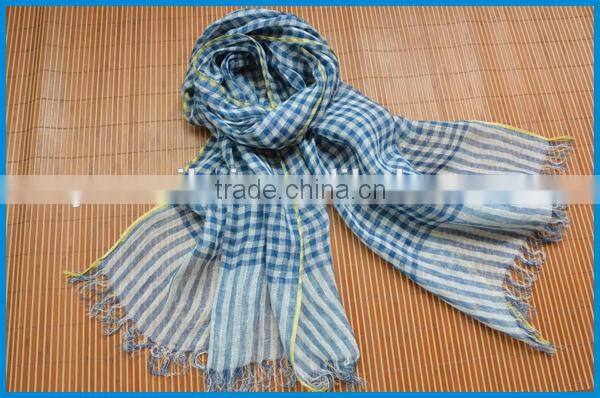 Spring fashion woven tartan plaid scarf for men