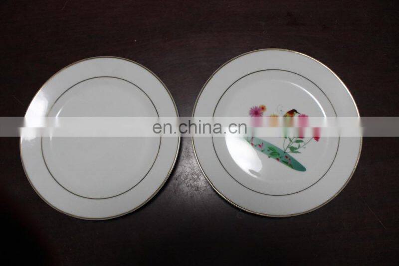 8 inches sublimation blank ceramic plate dinner dishes with gold rim
