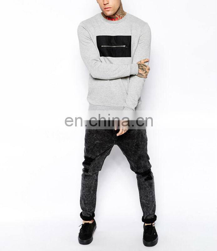 Custom Design High Quality Mens Sweatshirt With Mesh Panle and Zips Pocket