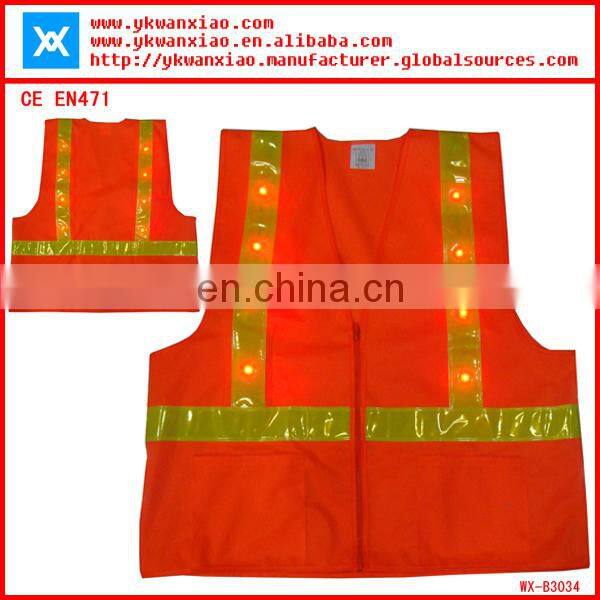 factory custom made light mesh led tubes flashing led lights high visibility Flashing LED security vest