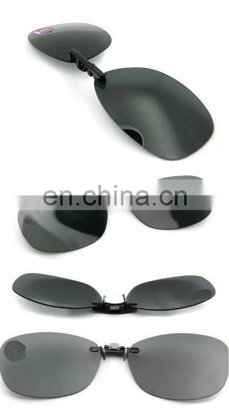 2014 high quality top selling new design polarized lens clip on sunglasses with case