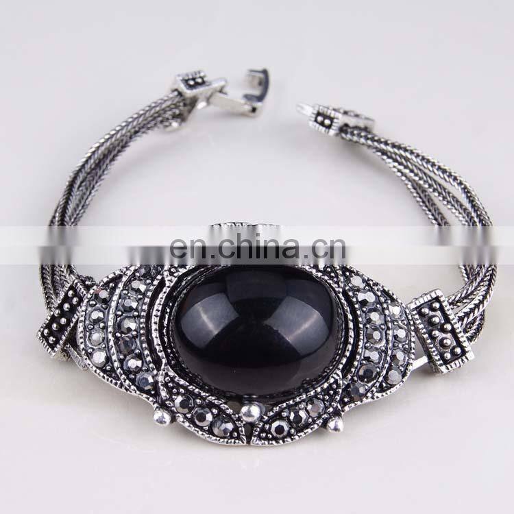 Retro exaggerated alloy multicolor gemstone bracelet, Enamel fashion jewelry bracelets, Onyx Bracelet