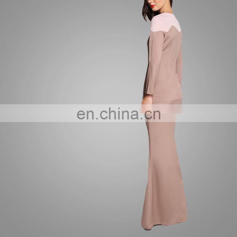 Modern Baju Kurung Long Sleeves Dress Beautiful Islamic Wear Muslim Women Suits