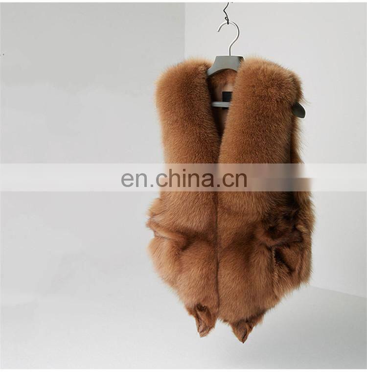 2017 Fashionable Women Real Fur Sleeveless Coat Women Genuine Fox Fur Vest