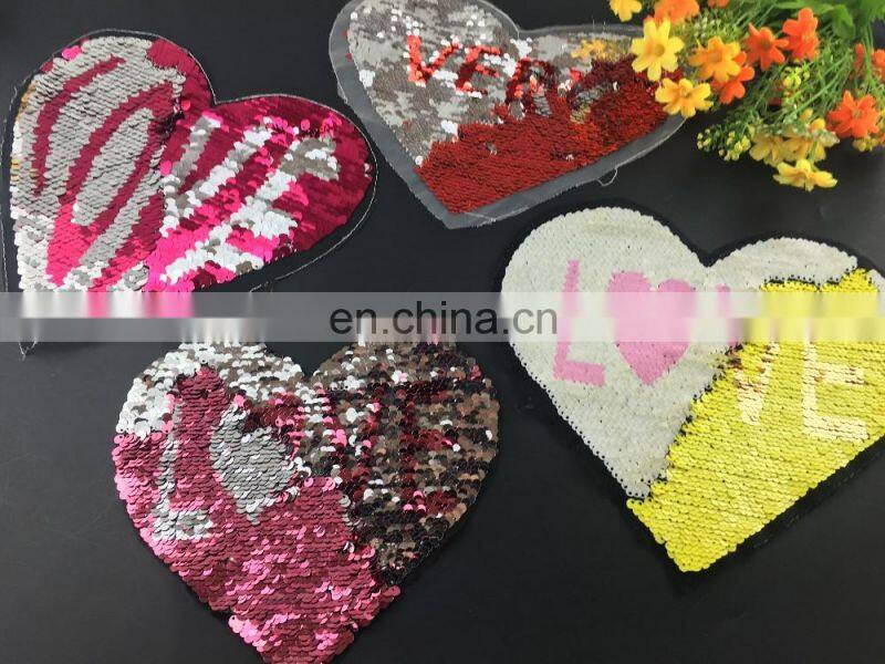 2017 custom double face sequin applique double side Patch