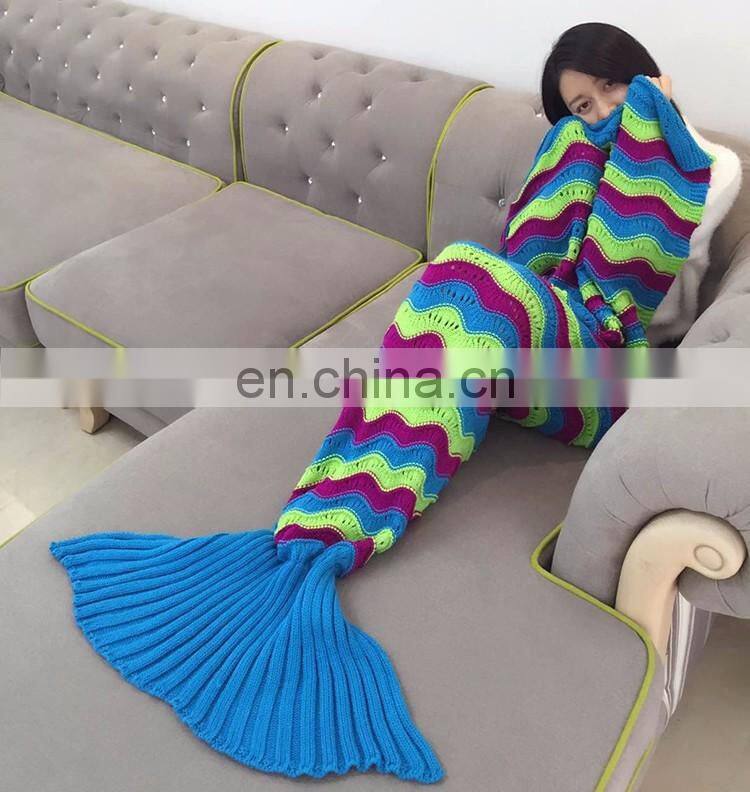 2017 Colorful Large Rainbow Mermaid Shape Blankets Fashion Adult Size Warm Crochet Blankets