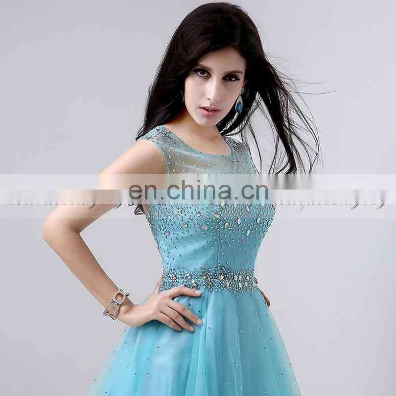 Wholesale Cap Sleeve Open Back Crystal Beaded Short Cocktail Dress Party Dresses AJ032