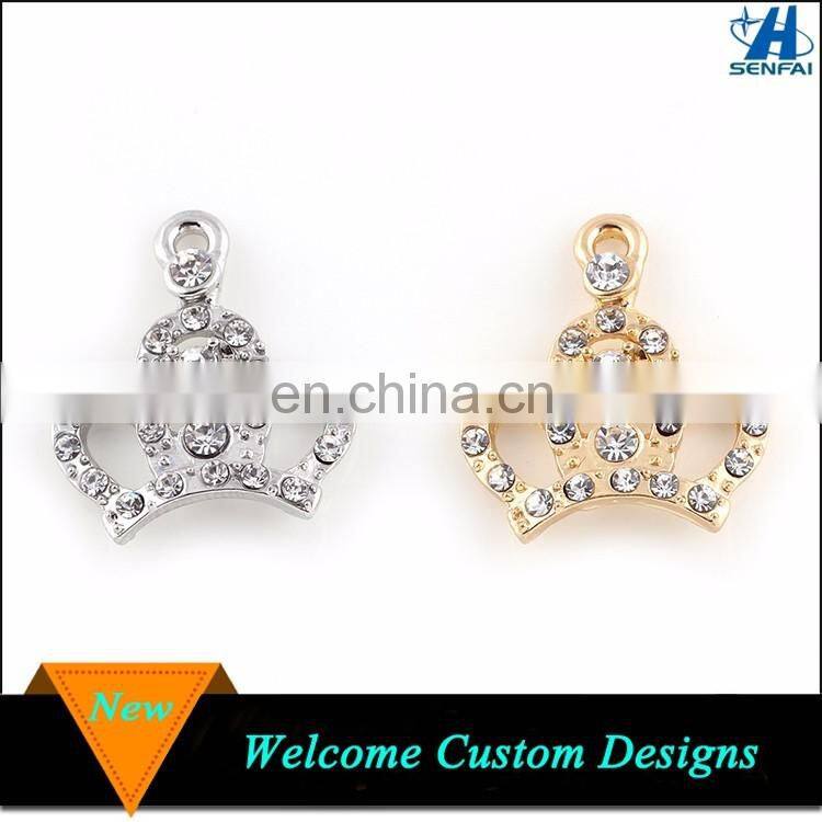 Jewelry Finding Wholesale Zinc Alloy Full Crystal Crown Charm For DIY