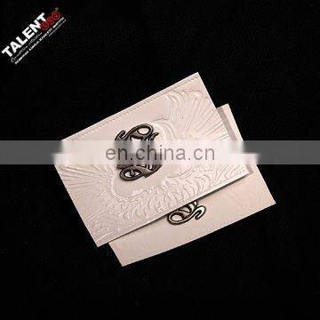 custom denim PU leather with casting metal label