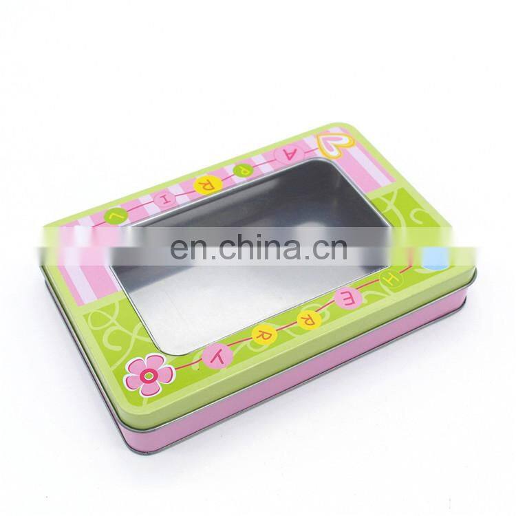 Cheap tin packaging box with pvc window on top for chocolate or tea or cake storage