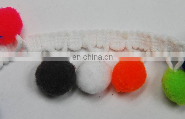 Custom cheap colorful pompom lace trimming