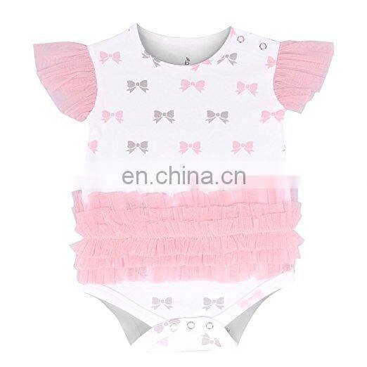 Wholesale 2018 fashion baby clothes soft cotton romper ruffle sleeve baby romper suit