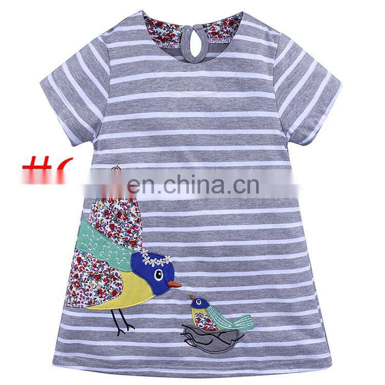Wholesale Toddler Dresses Summer New Girls Rainbow Dress Striped Cotton Flower Baby Girls Dresses