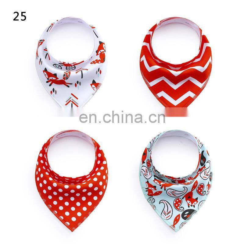 Amazon Hot Sale Multiple Styles Printed Pet Bandana Snap Triangle Dog Scarf Set