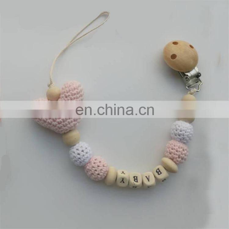 hand made Crochet wood teething beads safe for baby
