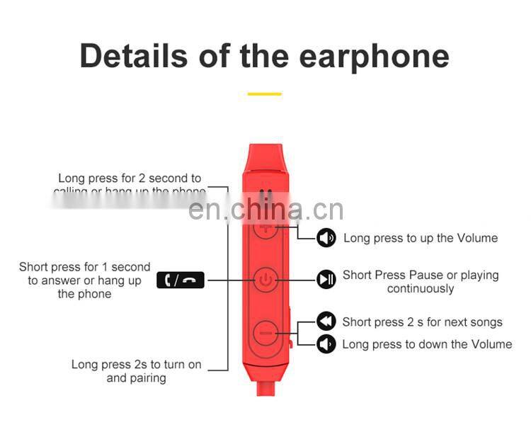 Sports Cheap Wireless Headphones High Quality Metal Neckband Earphone