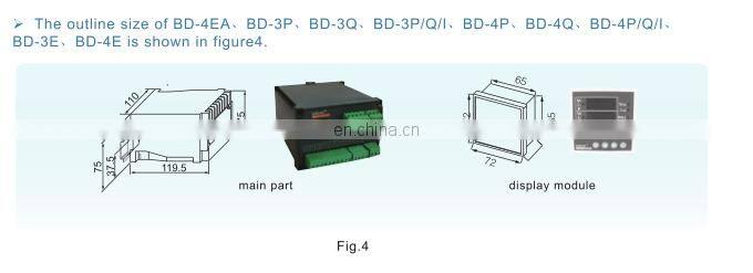 Acrel energy transducer 3p4w Multi-electric transmitter BD-4E with RS485 communication