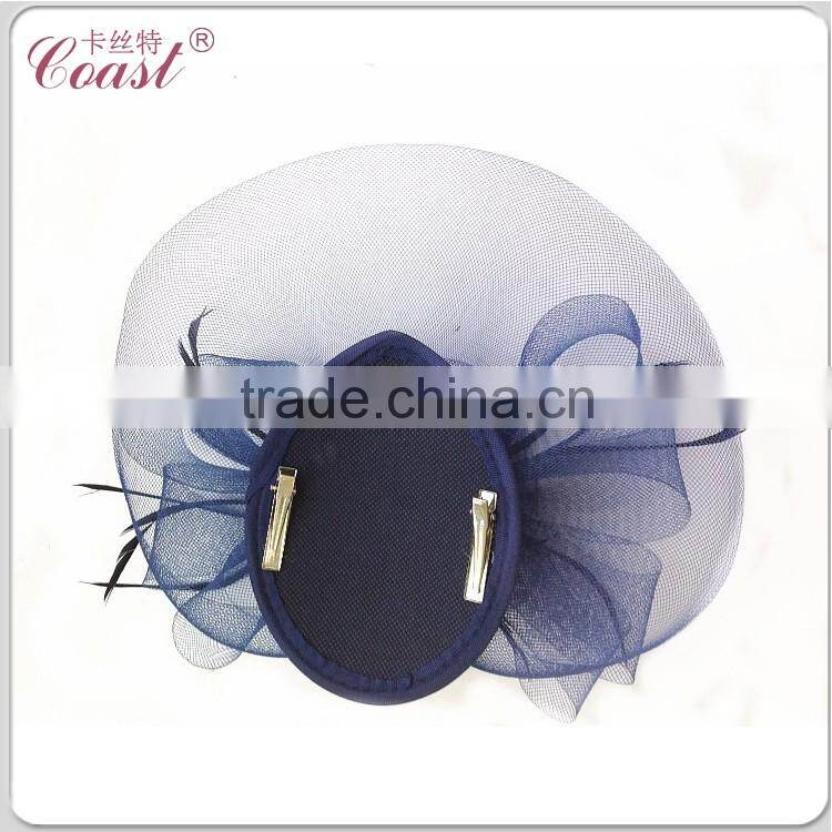 decorative navy blue feather flower silk flower large flower hair clips