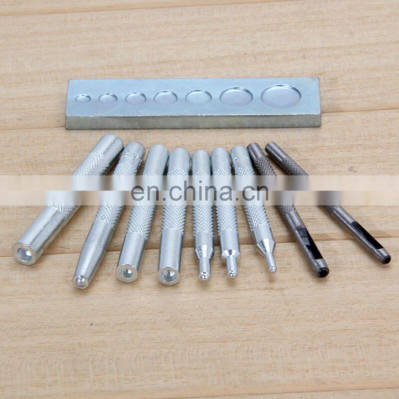 11PCS/set Metal Leather Craft Tool Die Hole Punch Snap Fastener Installation Kit Rivet Setter Base Set for DIY Leathercraft