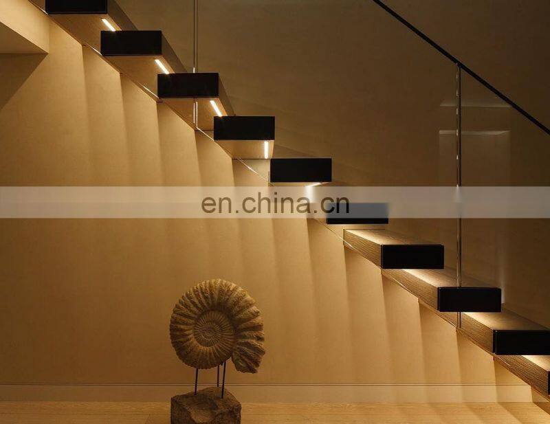 Invisible Wall Side Stringer Stairs Indoor Wood Staircase Design Diy Floating Stairs
