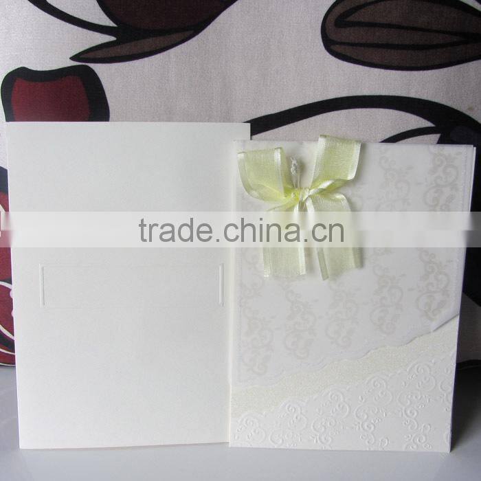 Hot Stamp Luxuroius Fabric Wedding Invitation Cards with Pocket