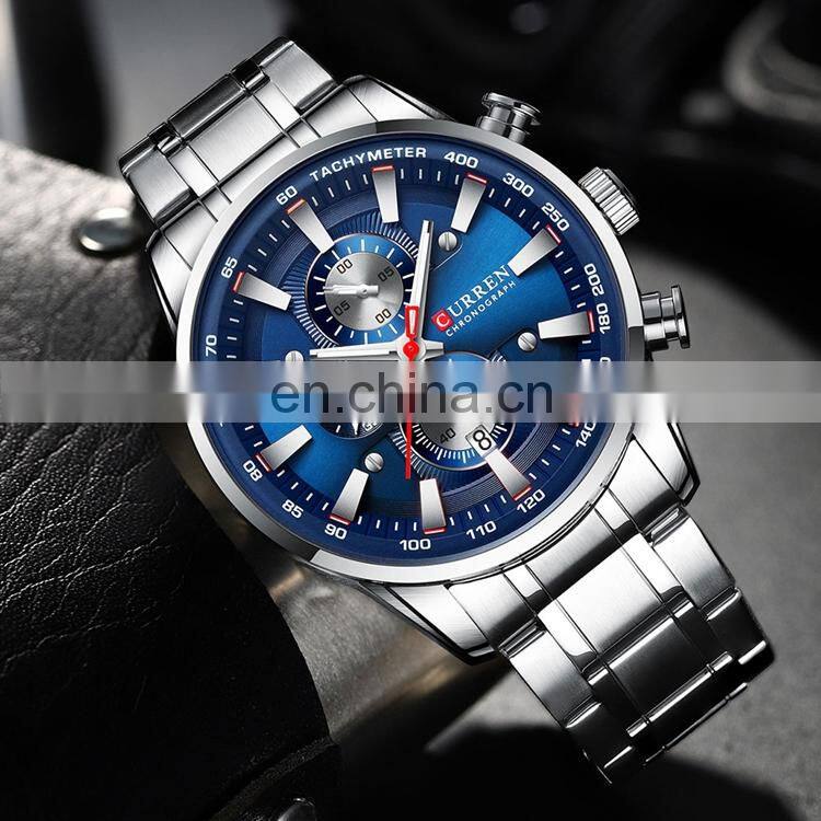 CURREN 8351 Mens Watch Big Dial Waterproof Japan Quartz Stainless Steel Calendar Men's Quality Wrist Watches