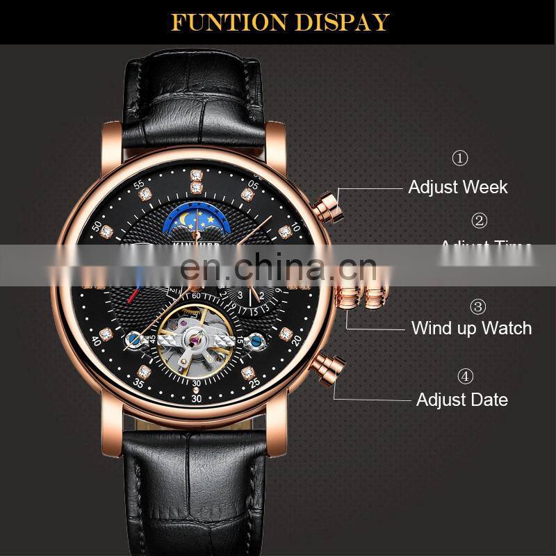KINYUED J025 Men's Mechanical Watch Leather Belt Automatic Calendar Auto Date Luxury Men Watches