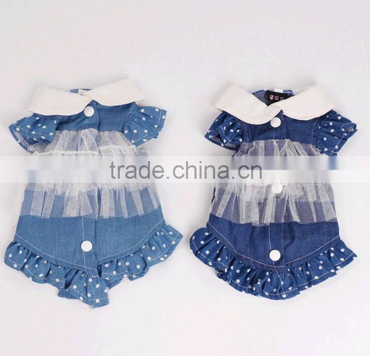Summer jean with lace pet dog accessories pet clothes puppy clothes
