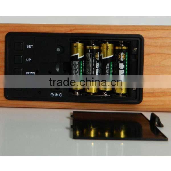 Modern design square LED digital wooden clock with Calendar