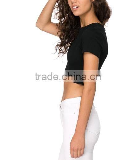 2015 China manufacturer customized ladies sexy crop tee shirt
