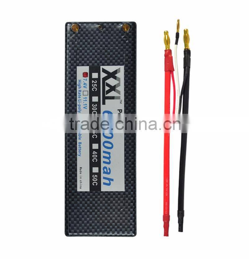 XXL hard case high rate lipo battery 6000mah 7.4V with Banana plug