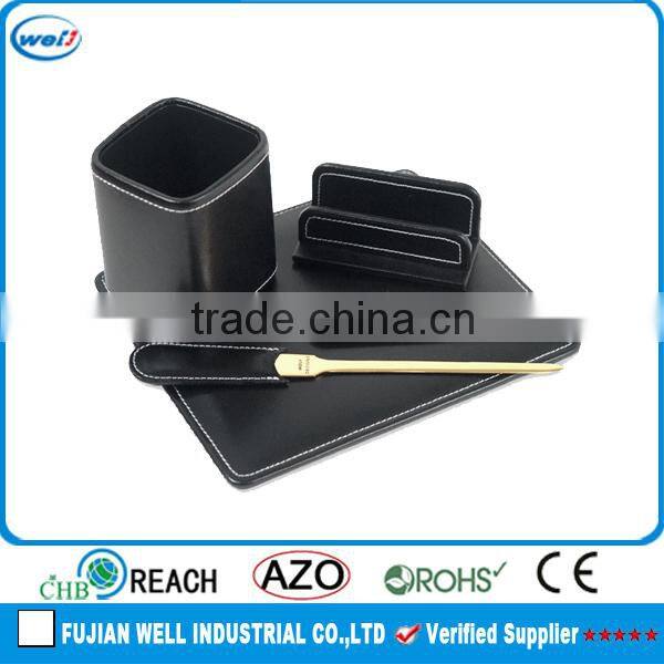 High end PU leather office desk organizer set wholesale