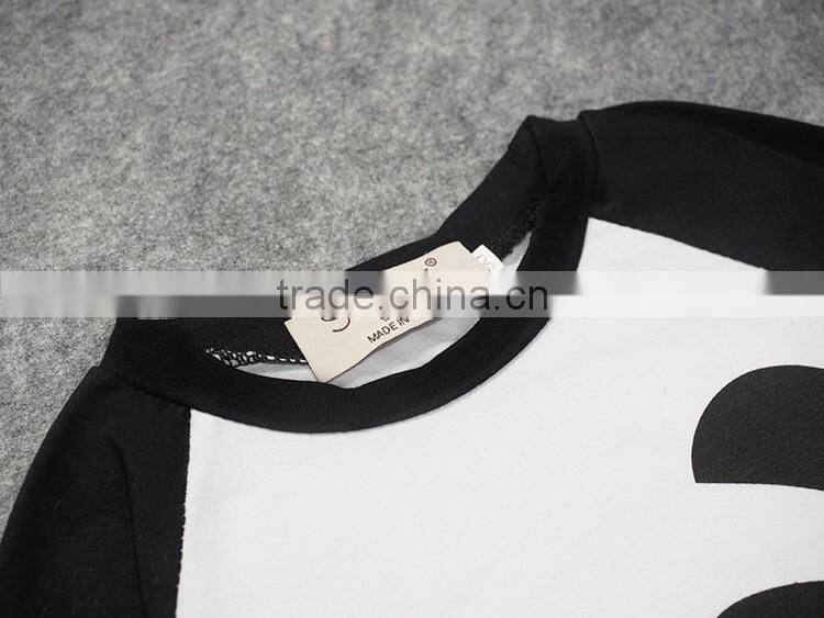 2016 Spring autumn children clothes sets kids cartoon pandas outfits baby long sleeve t-shirt + stripe long pants suits