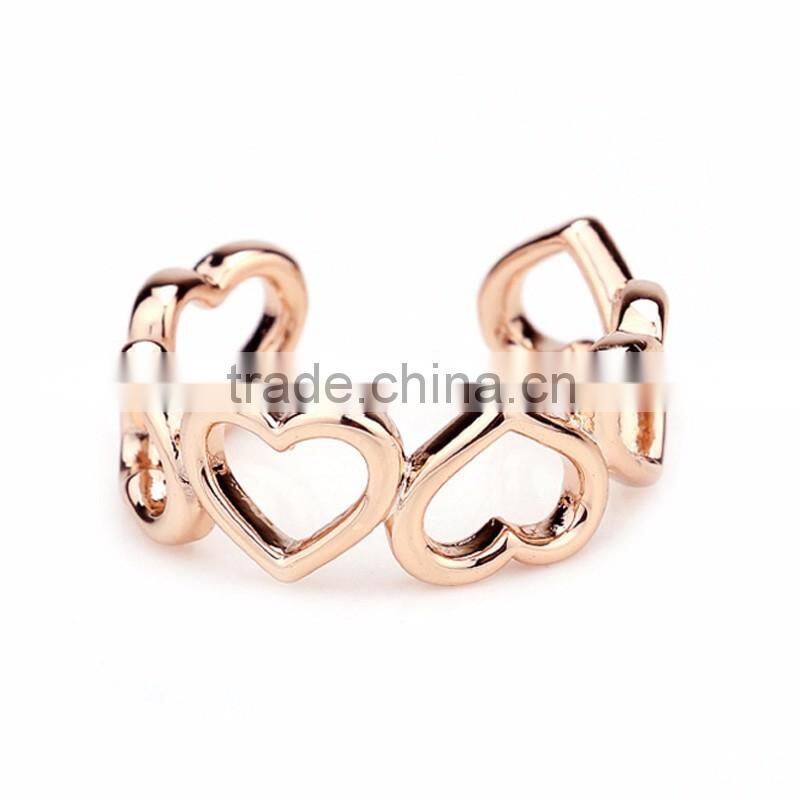 2016 Lovely Trending Jewelry 10k Hollow Heart Fancy Gold Ring Designs for Ladies
