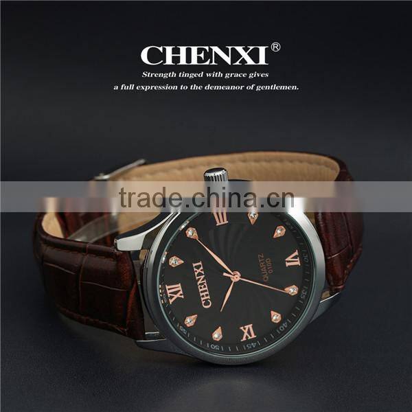 Chenxi Branding Diamond Design Leather Wristwatch Men 2016