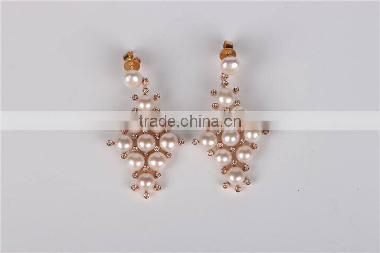 dubai gold plated jewelry set pearl earrings silver