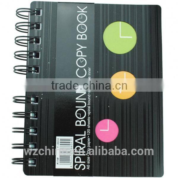 yellow pvc cover spiral notebook with bule ball pen