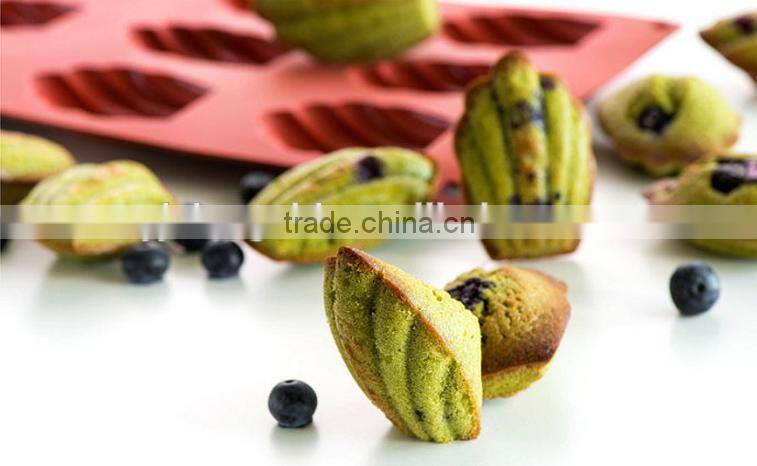 Hot sale food grade FDA and LFGB 9 hole shell shape colorful silicone oven cake mold