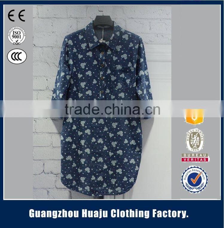 Guangzhou Newest Garment Factory Wholesale Women denim shirt Plain Loose Top