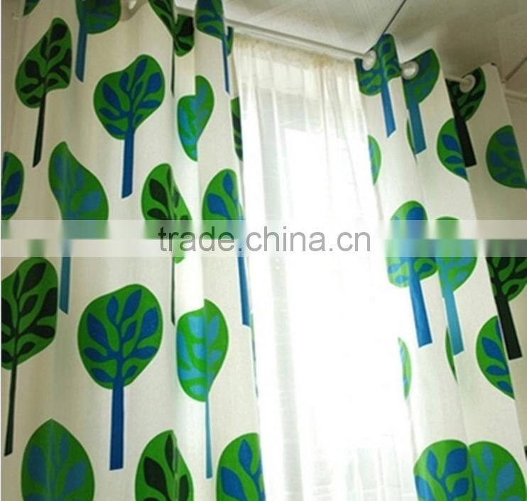 printing green tree pattern 100% cotton canvas printed fabric for curtain