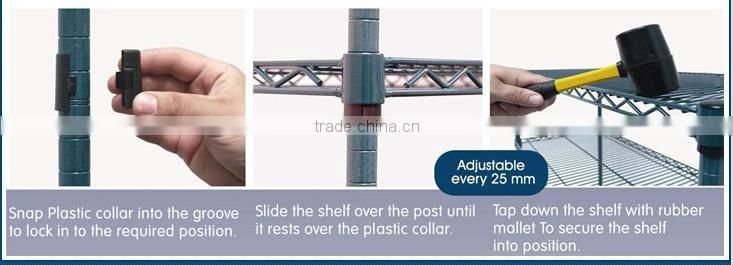 Plastic coating metal wire shelf industrial chrome shelving