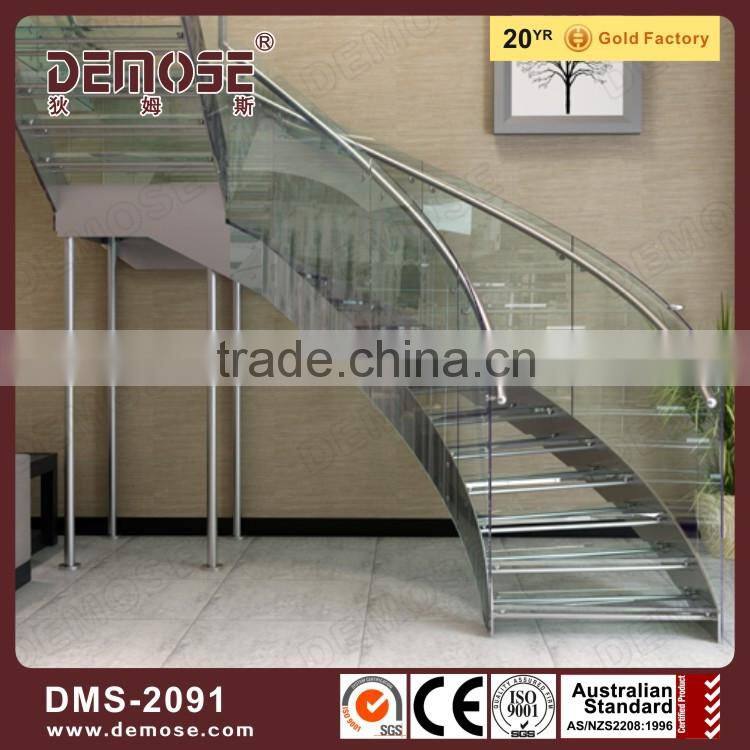 fashionable LED glass stair tempered glass staircase
