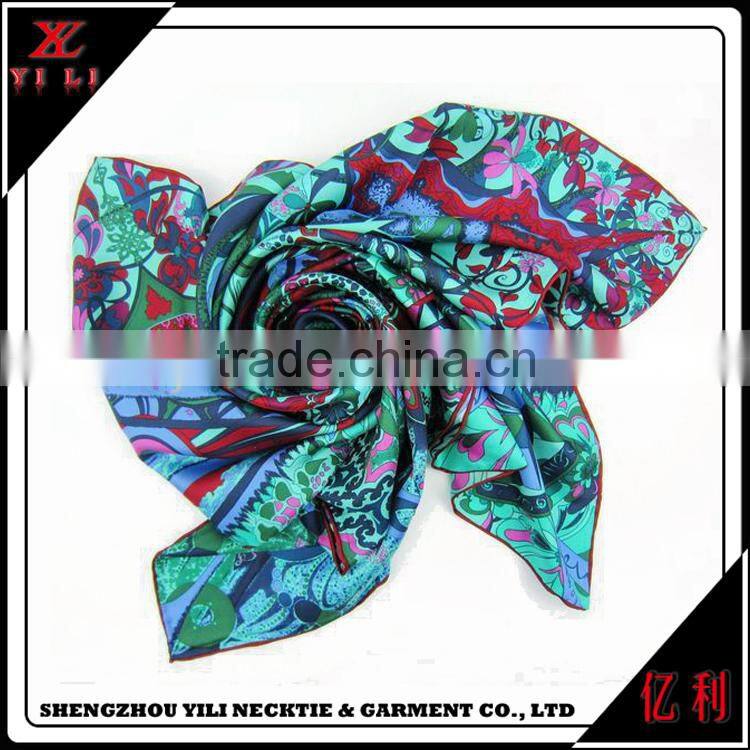 Fashion soft colorful women cheap silk satin scarf